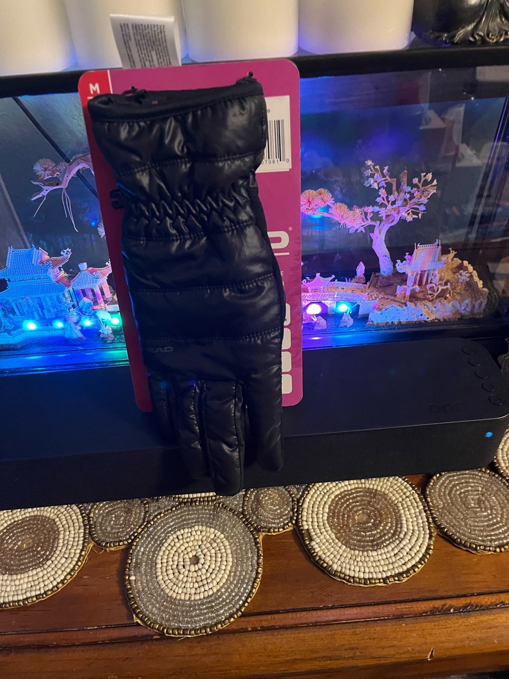 Black Quilted Winter Gloves